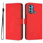 For Motorola Moto G60 / G40 Fusion Skin Feel Solid Color Leather Phone Case with Lanyard(Red) - 2