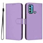 For Motorola Moto G60 / G40 Fusion Skin Feel Solid Color Leather Phone Case with Lanyard(Lavender Purple) - 2