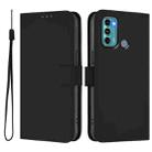 For Motorola Moto G60 / G40 Fusion Skin Feel Solid Color Leather Phone Case with Lanyard(Black) - 2