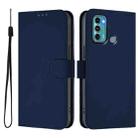 For Motorola Moto G60 / G40 Fusion Skin Feel Solid Color Leather Phone Case with Lanyard(Navy Blue) - 2