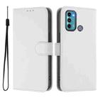 For Motorola Moto G60 / G40 Fusion Skin Feel Solid Color Leather Phone Case with Lanyard(White) - 2