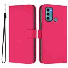 For Motorola Moto G60 / G40 Fusion Skin Feel Solid Color Leather Phone Case with Lanyard(Rose Red) - 2