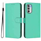 For Motorola Moto G 5G 2022 Skin Feel Solid Color Leather Phone Case with Lanyard(Green) - 2