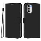 For Motorola Moto G 5G 2022 Skin Feel Solid Color Leather Phone Case with Lanyard(Black) - 2