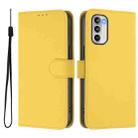 For Motorola Moto G 5G 2022 Skin Feel Solid Color Leather Phone Case with Lanyard(Lemon Yellow) - 2