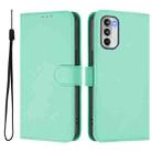 For Motorola Moto G 5G 2022 Skin Feel Solid Color Leather Phone Case with Lanyard(Mint Green) - 2