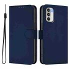 For Motorola Moto G 5G 2022 Skin Feel Solid Color Leather Phone Case with Lanyard(Navy Blue) - 2