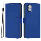 For Motorola Moto G Stylus 2021 4G Skin Feel Solid Color Leather Phone Case with Lanyard(Dark Blue) - 2