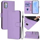 For Motorola Moto G Stylus 2021 4G Skin Feel Solid Color Leather Phone Case with Lanyard(Lavender Purple) - 1