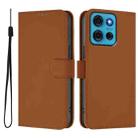 For Motorola Moto G75 5G Skin Feel Solid Color Leather Phone Case with Lanyard(Brown) - 2