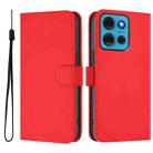 For Motorola Moto G75 5G Skin Feel Solid Color Leather Phone Case with Lanyard(Red) - 2