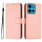 For Motorola Moto G75 5G Skin Feel Solid Color Leather Phone Case with Lanyard(Pink) - 2