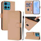 For Motorola Moto G75 5G Skin Feel Solid Color Leather Phone Case with Lanyard(Nude) - 1