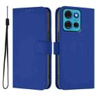 For Motorola Moto G75 5G Skin Feel Solid Color Leather Phone Case with Lanyard(Dark Blue) - 2