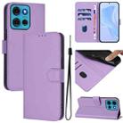 For Motorola Moto G75 5G Skin Feel Solid Color Leather Phone Case with Lanyard(Lavender Purple) - 1