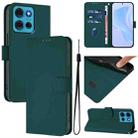 For Motorola Moto G75 5G Skin Feel Solid Color Leather Phone Case with Lanyard(Dark Green) - 1