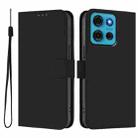 For Motorola Moto G75 5G Skin Feel Solid Color Leather Phone Case with Lanyard(Black) - 2