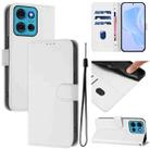 For Motorola Moto G75 5G Skin Feel Solid Color Leather Phone Case with Lanyard(White) - 1