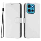 For Motorola Moto G75 5G Skin Feel Solid Color Leather Phone Case with Lanyard(White) - 2