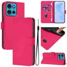 For Motorola Moto G75 5G Skin Feel Solid Color Leather Phone Case with Lanyard(Rose Red) - 1