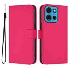 For Motorola Moto G75 5G Skin Feel Solid Color Leather Phone Case with Lanyard(Rose Red) - 2