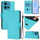 For Motorola Moto G75 5G Skin Feel Solid Color Leather Phone Case with Lanyard(Lake Blue) - 1