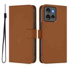 For Motorola Edge 50 5G Global Skin Feel Solid Color Leather Phone Case with Lanyard(Brown) - 2