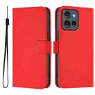 For Motorola Edge 50 5G Global Skin Feel Solid Color Leather Phone Case with Lanyard(Red) - 2