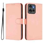 For Motorola Edge 50 5G Global Skin Feel Solid Color Leather Phone Case with Lanyard(Pink) - 2