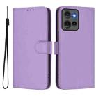 For Motorola Edge 50 5G Global Skin Feel Solid Color Leather Phone Case with Lanyard(Lavender Purple) - 2