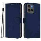 For Motorola Edge 50 5G Global Skin Feel Solid Color Leather Phone Case with Lanyard(Navy Blue) - 2