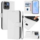 For Motorola Edge 50 5G Global Skin Feel Solid Color Leather Phone Case with Lanyard(White) - 1