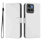 For Motorola Edge 50 5G Global Skin Feel Solid Color Leather Phone Case with Lanyard(White) - 2