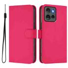 For Motorola Edge 50 5G Global Skin Feel Solid Color Leather Phone Case with Lanyard(Rose Red) - 2