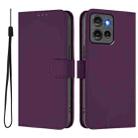 For Motorola Edge 50 5G Global Skin Feel Solid Color Leather Phone Case with Lanyard(Violet) - 2