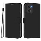 For Motorola Moto G05 Skin Feel Solid Color Leather Phone Case with Lanyard(Black) - 2