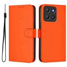 For Motorola Moto G15 Skin Feel Solid Color Leather Phone Case with Lanyard(Orange) - 2