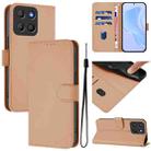 For Motorola Moto G15 Skin Feel Solid Color Leather Phone Case with Lanyard(Nude) - 1