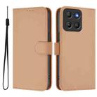 For Motorola Moto G15 Skin Feel Solid Color Leather Phone Case with Lanyard(Nude) - 2