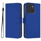 For Motorola Moto G15 Skin Feel Solid Color Leather Phone Case with Lanyard(Dark Blue) - 2