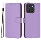 For Motorola Moto G15 Skin Feel Solid Color Leather Phone Case with Lanyard(Lavender Purple) - 2
