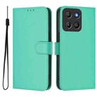 For Motorola Moto G15 Skin Feel Solid Color Leather Phone Case with Lanyard(Green) - 2