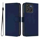 For Motorola Moto G15 Skin Feel Solid Color Leather Phone Case with Lanyard(Navy Blue) - 2