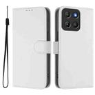 For Motorola Moto G15 Skin Feel Solid Color Leather Phone Case with Lanyard(White) - 2