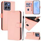 For Motorola Moto G Stylus 5G 2025 Skin Feel Solid Color Leather Phone Case with Lanyard(Pink) - 1