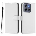 For Motorola Moto G Stylus 5G 2025 Skin Feel Solid Color Leather Phone Case with Lanyard(White) - 2