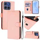 For Motorola Edge 60 Fusion Skin Feel Solid Color Leather Phone Case with Lanyard(Pink) - 1