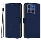 For Motorola Edge 60 Fusion Skin Feel Solid Color Leather Phone Case with Lanyard(Navy Blue) - 2