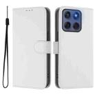 For Motorola Edge 60 Fusion Skin Feel Solid Color Leather Phone Case with Lanyard(White) - 2