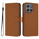 For Motorola Moto G15 Power Skin Feel Solid Color Leather Phone Case with Lanyard(Brown) - 2